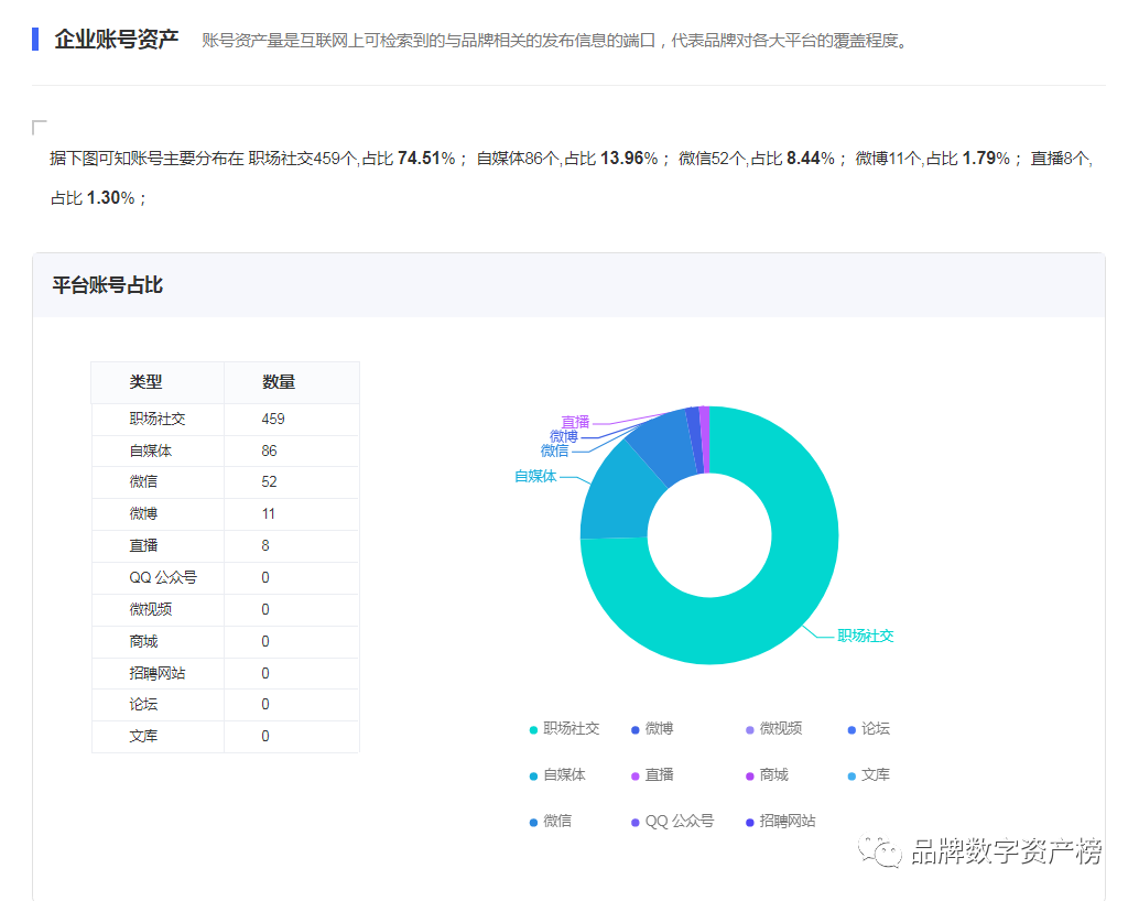 品牌數字資産賬号分(fēn)布（來(lái)源：九一數據）